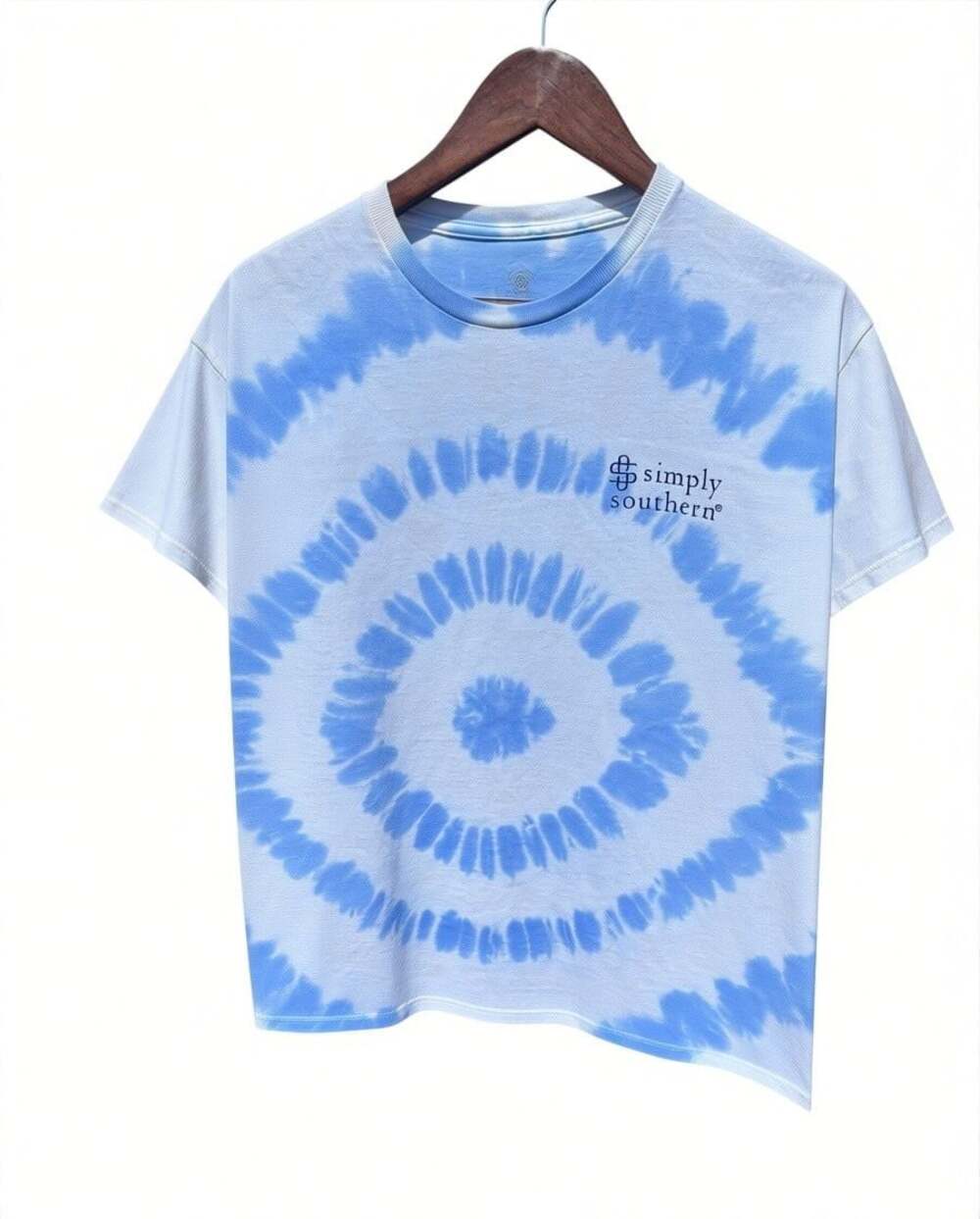 Simply Southern Blue and White Tie Dye Palm Tree Graphic T-Shirt